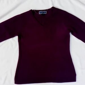 NWT Karen Scott Purple Small V Neck Sweater
